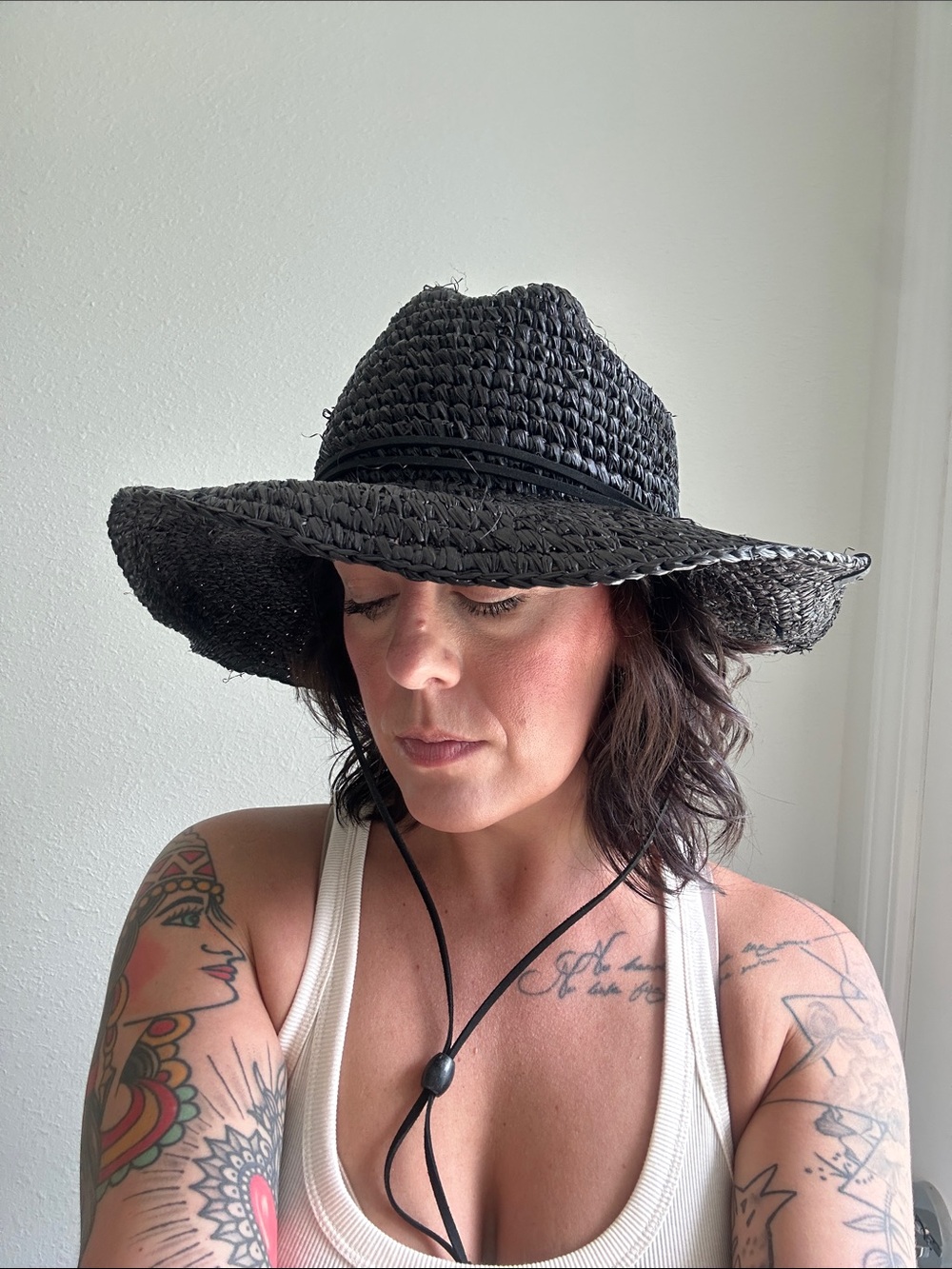 Rip Curl Black Woven Sun Hat with Chin Cord